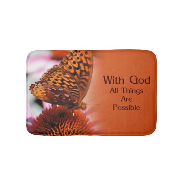 Tapis De Bain Papillon Avec Dieu Citation Inspirationnelle (Devant)