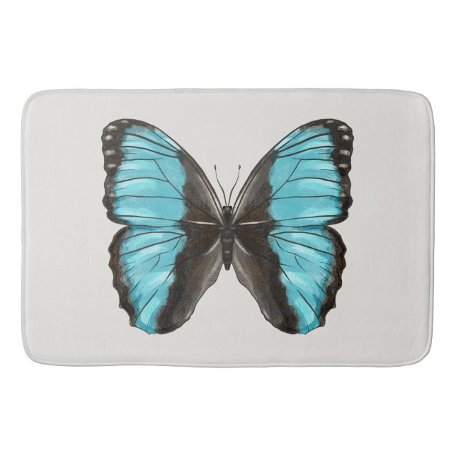 Tapis De Bain Papillon bleu Insect Art Amour de la nature (Devant)