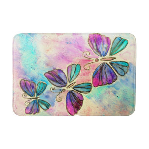 Tapis de bain papillon coloré