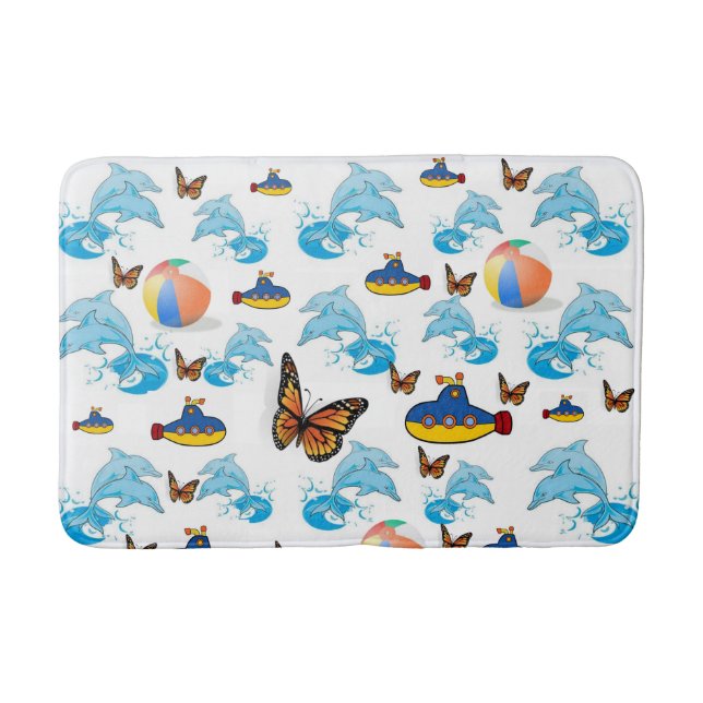 Tapis De Bain Papillon Dauphin Salle de bain Mat de bain (Devant)