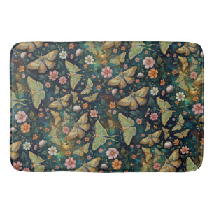 Tapis De Bain Papillon de lune et phases de lune, Fleurs de nuit