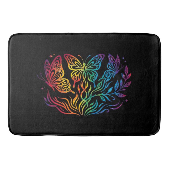 Tapis de bain papillon multicolore (Devant)