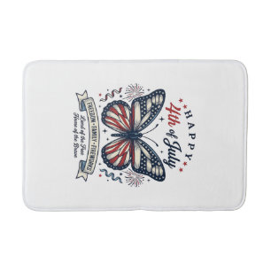 Tapis De Bain Papillon Patriotique Bonne Fête du 4 Juillet Desig