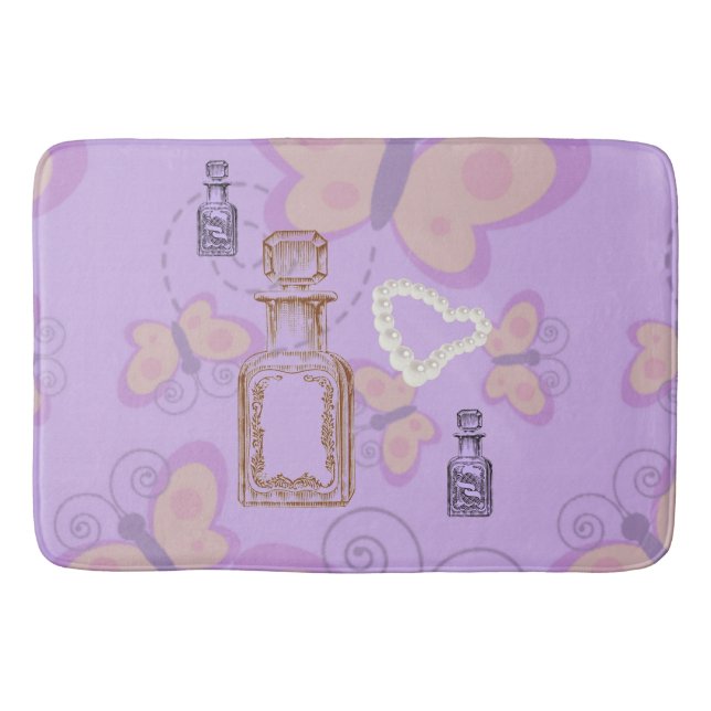 Tapis De Bain Papillons Apothécaire & Coeurs Perle Grand Mat de  (Devant)