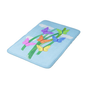 Tapis De Bain Papillons et ciel colorés