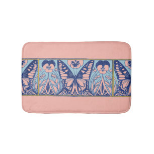 Tapis De Bain Papillons et panneaux Art Nouveau vintages