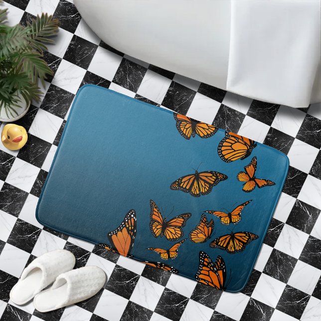 Tapis De Bain Papillons Monarch Ombre Bleu (Créateur téléchargé)