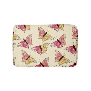 Tapis De Bain Papillons volants : motif en ivoire sans soudure