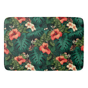 Tapis De Bain Paradis tropical coloré Hawaii Aloha Fleurs