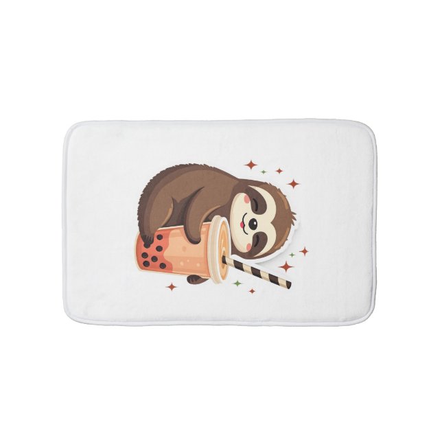 Tapis De Bain Paresseux Vintage Boba Mignon Rétro Amateur de Thé (Devant)