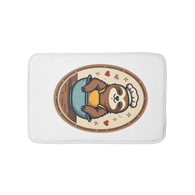 Tapis De Bain Paresseux Vintage Boulanger Mignon Art de Boulange (Devant)