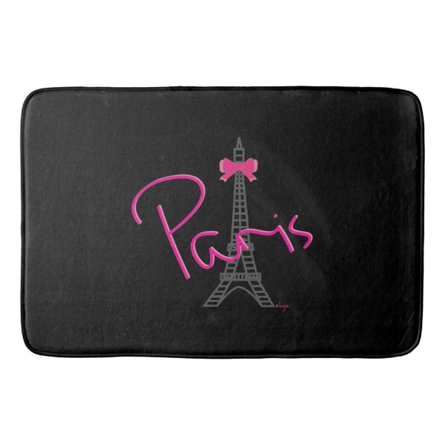 Tapis De Bain Paris, France, Tour Eiffel avec arc rose, moderne (Devant)