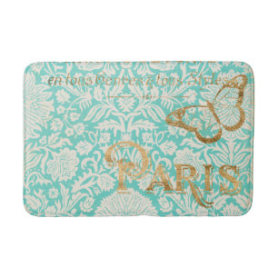 Tapis De Bain Paris Gold Design vintage Avec Papillon