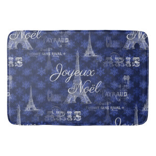 Tapis De Bain Paris Joyeux Noel Bathmat bleu Noël