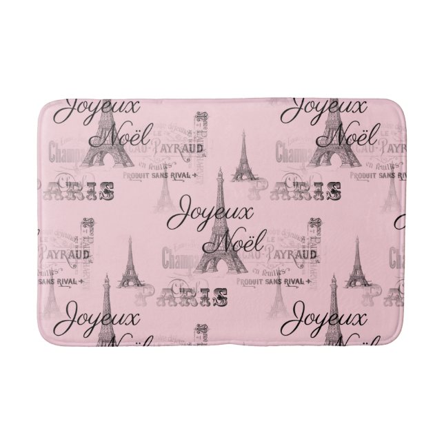 Tapis De Bain Paris Joyeux Noel Noel Noir et rose Bathmat (Devant)
