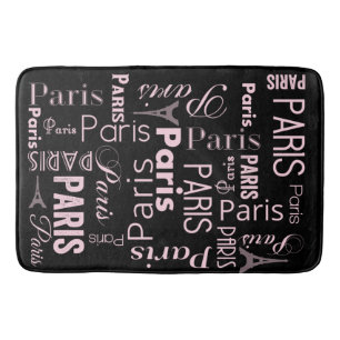 Tapis De Bain Paris rose et noir Paris