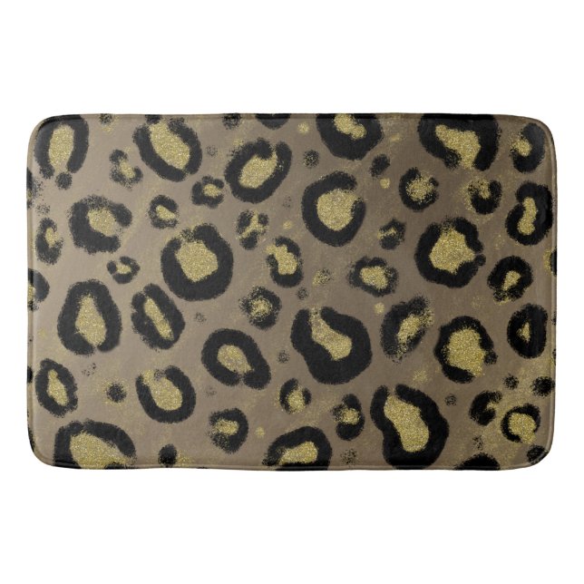 Tapis De Bain Parties scintillant Brown en or et Cheetah léopard (Devant)