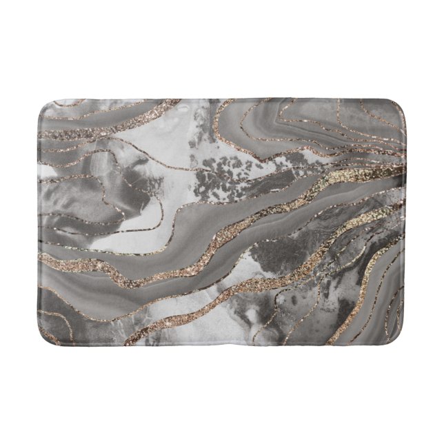 Tapis De Bain Parties scintillant d'Agate de marbre liquide Glam (Devant)