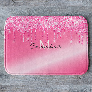 Tapis De Bain Parties scintillant de séchage métallique rose cha