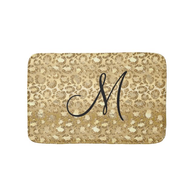 Tapis De Bain Parties scintillant d'or Monogramme personnalisée  (Devant)