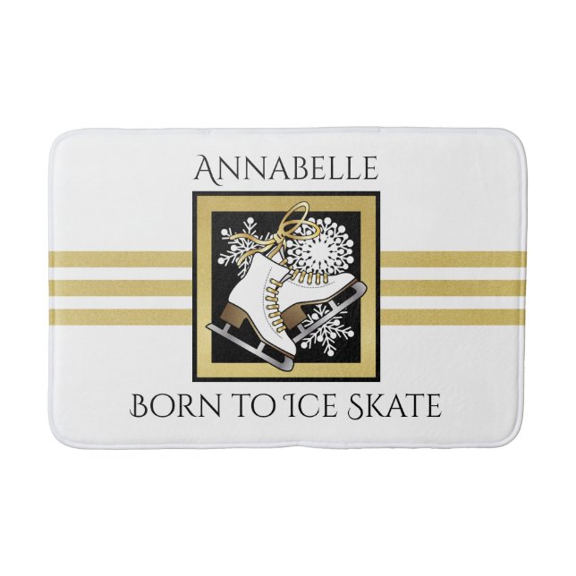 Tapis De Bain Parties scintillant d'or personnalisée Patinage su (Devant)