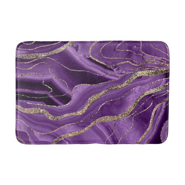 Tapis De Bain Parties scintillant dorée d'âge mauve Glam #1 (Devant)