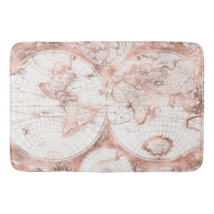 Tapis De Bain Parties scintillant en métal rose or rose Carte du