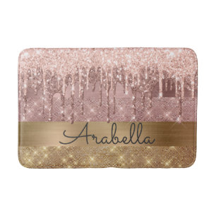 Tapis De Bain Parties scintillant Gold Rose Nom personnalisé des