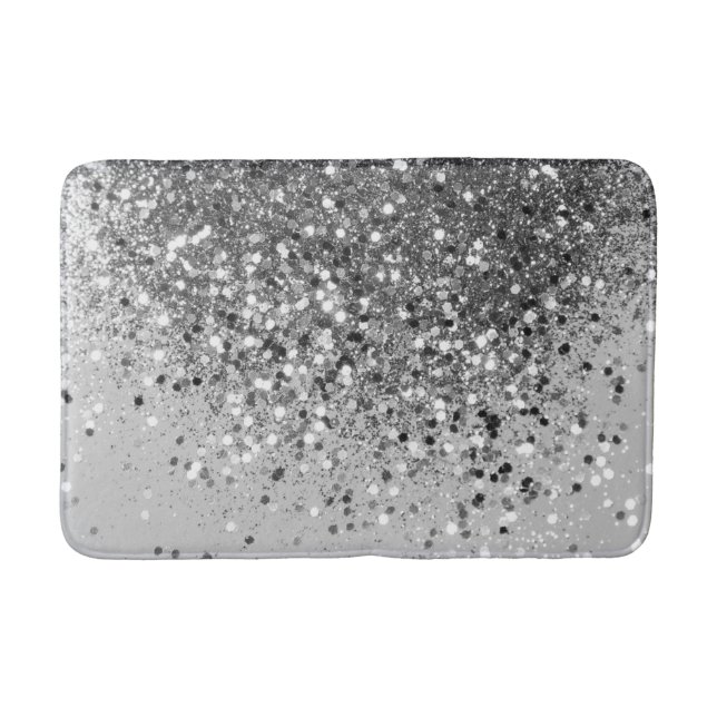 Tapis De Bain Parties scintillant gris argenté no 1 (Devant)