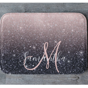 Tapis De Bain Parties scintillant moderne noire et rose Étincell