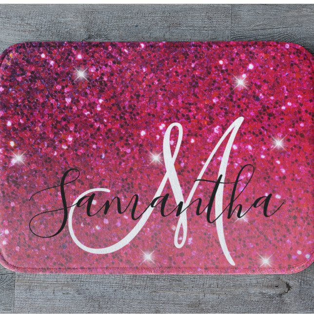 Tapis De Bain Parties scintillant moderne rouge et rose Nom des  (Créateur téléchargé)