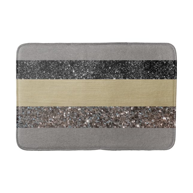 Tapis De Bain Parties scintillant noire d'argent d'or Glam Strip (Devant)