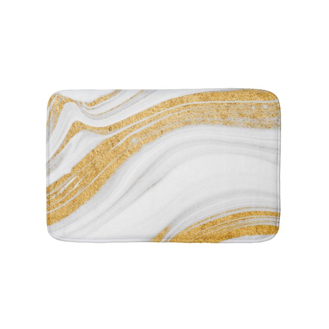 Tapis De Bain Parties scintillant or Marbre blanc cool (Devant)