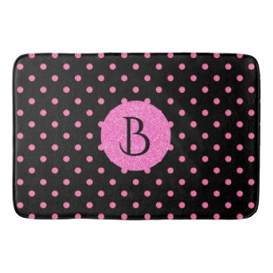 Tapis De Bain Parties scintillant rose moderne Pois Motif Monogr