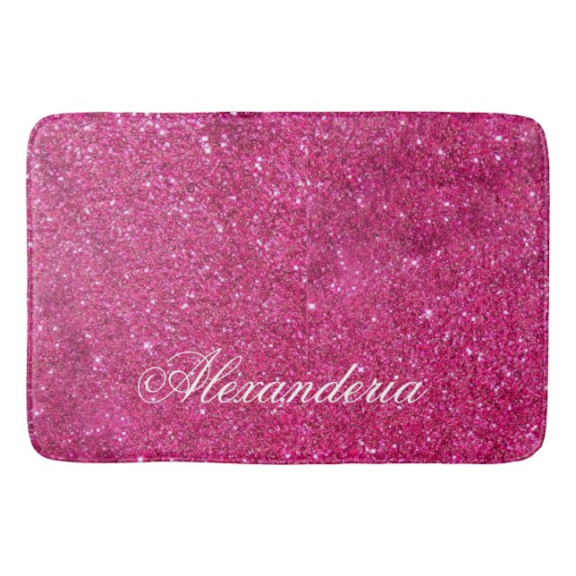 Tapis De Bain Parties scintillant rose personnalisée et bandes b (Devant)