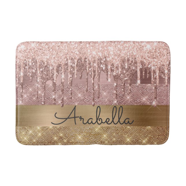 Tapis De Bain Parties scintillant Rose Rose Gold Drivers Nom per (Devant)