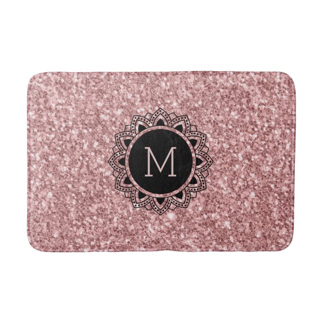 Tapis De Bain Parties scintillant rose saumon, Cercle orné, Mono (Devant)