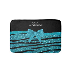 Tapis De Bain parties scintillant turquoise de nom personnalisé