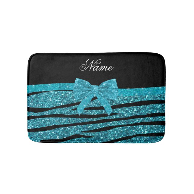 Tapis De Bain parties scintillant turquoise de nom personnalisé  (Devant)