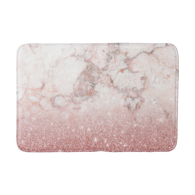 Tapis De Bain Parties scintillantes roses Ombre de marbre blanc (Devant)