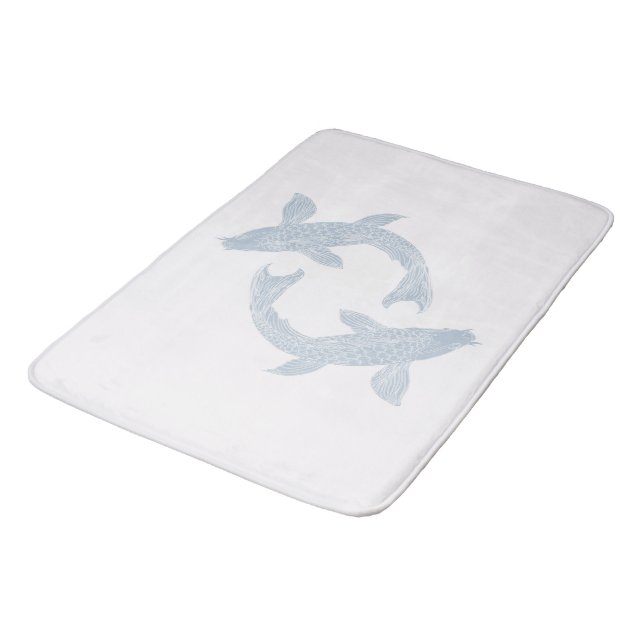 Tapis De Bain Pastel Blue Koi Poisson Bathmat (Angle)