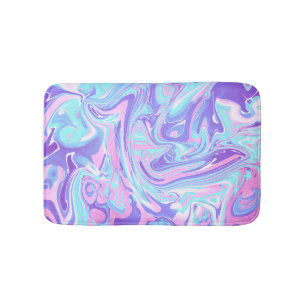 Tapis De Bain Pastel Blue & Purple Marble Texture liquide