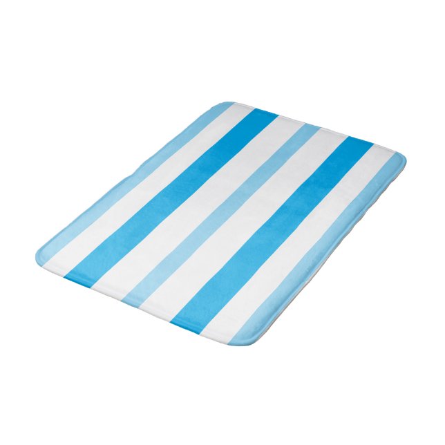 Tapis De Bain Pastel Blue White Summer Stripes (Angle)