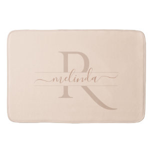 Tapis De Bain  Pastel Blush rose élégant Monogramme Nom chic