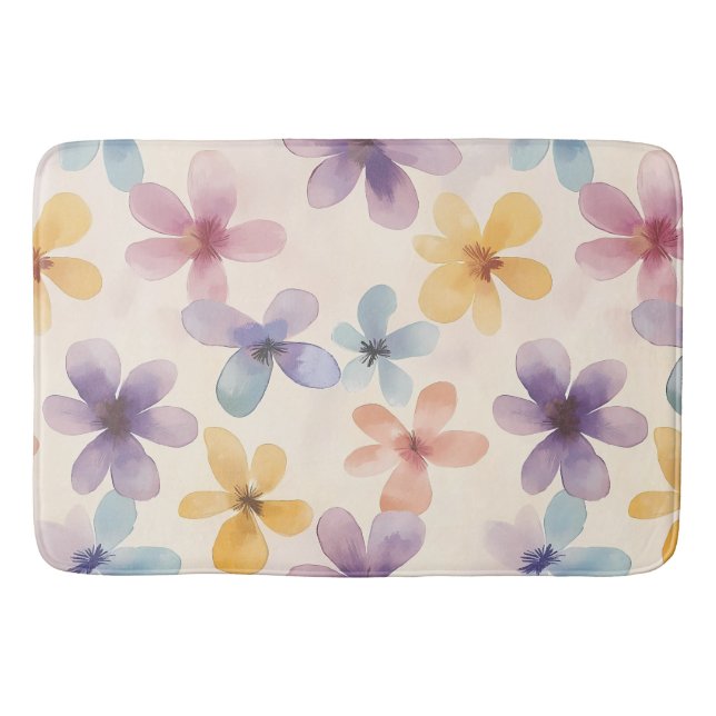 Tapis De Bain Pastel Floral Retro Hippie Fleurs (Devant)