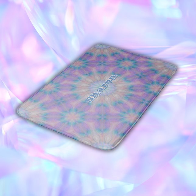 Tapis De Bain Pastel Mère de Perle Nom du Motif Monogramme | (Créateur téléchargé)