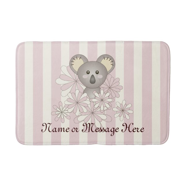 Tapis De Bain Pastel Pink Stripe Baby Koala Kids Girl (Devant)