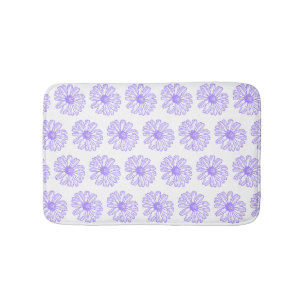 Tapis De Bain Pastel Purple Daisy Flower Print, Hippie Floral