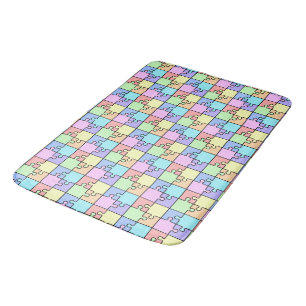 Tapis De Bain Pastel Rainbow Color Puzzle Motif géométrique
