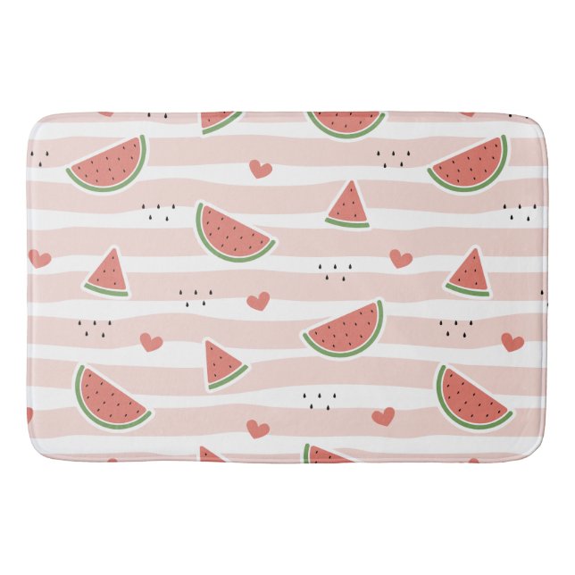 Tapis De Bain Pastèques rouges, Coeurs, Grandes Pâtes, Motif d'é (Devant)